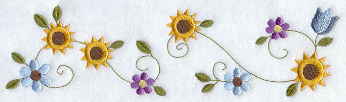 American Folk Flowers Border - Sunflowers