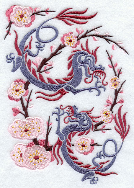 Asian Dragons in Cherry Blossoms