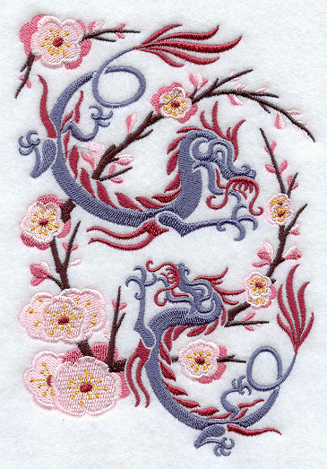 Asian Dragons in Cherry Blossoms