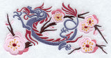 Asian Dragons in Cherry Blossoms Border