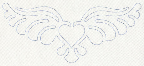 Feather Quilting Winged Heart (Single Run)