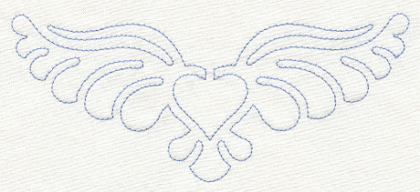 Feather Quilting Winged Heart (Single Run)