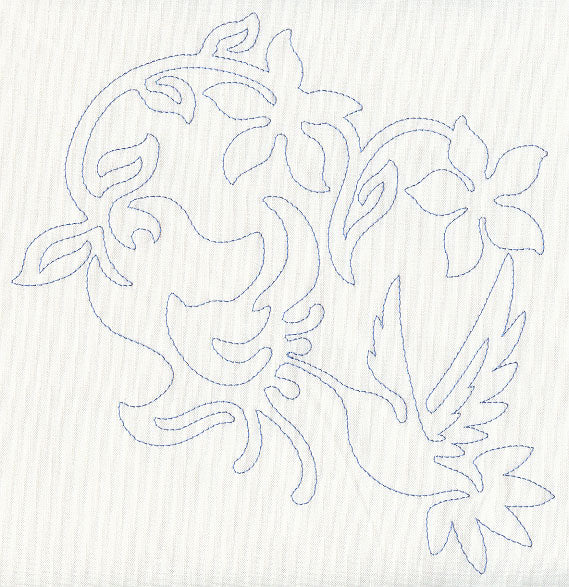 Hummingbird & Flowers Quilting Motif (Single Run)