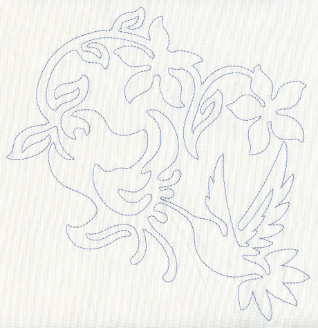 Hummingbird & Flowers Quilting Motif (Single Run)