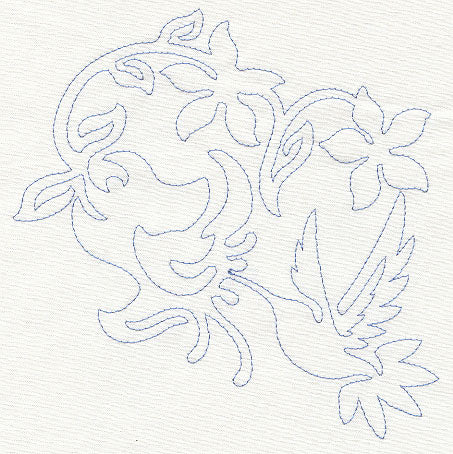 Hummingbird & Flowers Quilting Motif (Single Run)