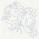 Hummingbird & Flowers Quilting Motif (Single Run)