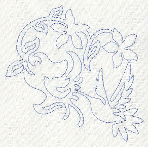 Hummingbird & Flowers Quilting Motif (Single Run)
