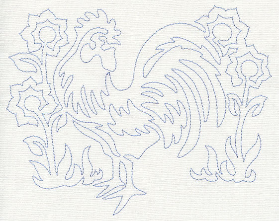 Rooster Quilting Motif (Single Run)