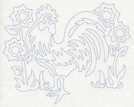 Rooster Quilting Motif (Single Run)
