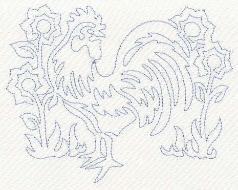 Rooster Quilting Motif (Single Run)