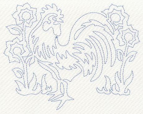Rooster Quilting Motif (Single Run)