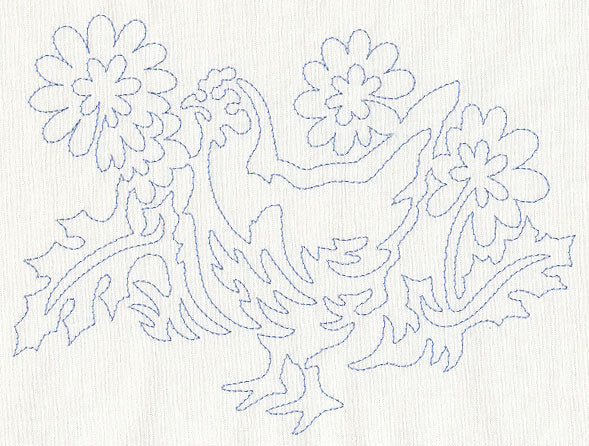 Hen and Flowers Quilting Motif (Single Run)