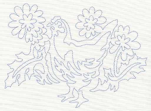 Hen and Flowers Quilting Motif (Single Run)