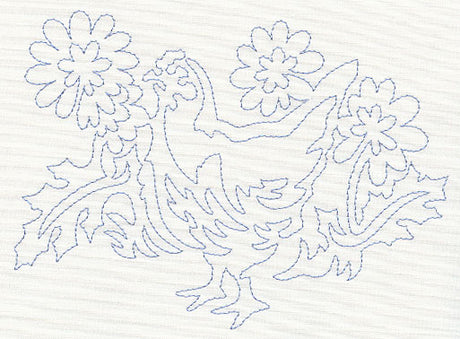 Hen and Flowers Quilting Motif (Single Run)
