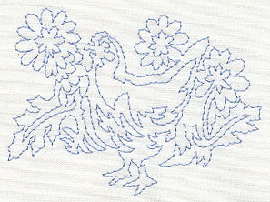 Hen and Flowers Quilting Motif (Single Run)