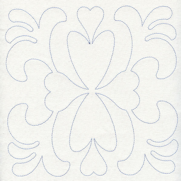 Feather Quilting Heart Square (Single Run)