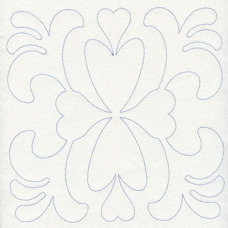 Feather Quilting Heart Square (Single Run)