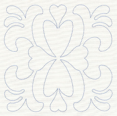 Feather Quilting Heart Square (Single Run)