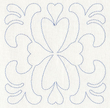 Feather Quilting Heart Square (Single Run)