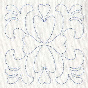 Feather Quilting Heart Square (Single Run)