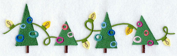 Retro Christmas Trees Border