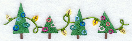 Retro Christmas Trees Border
