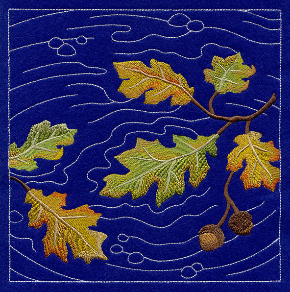 Sashiko Oak Leaves Square