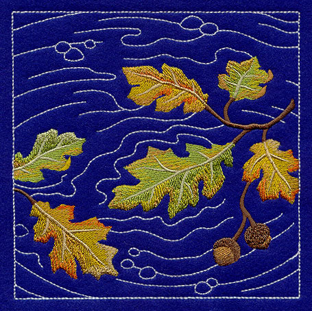 Sashiko Oak Leaves Square