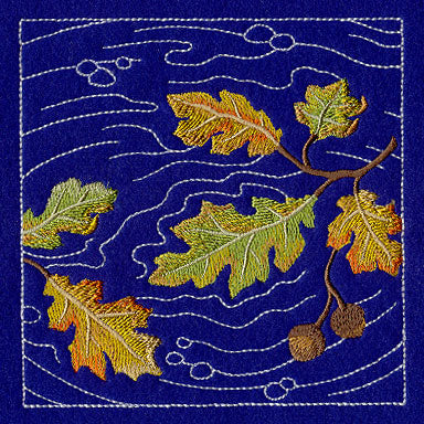 Sashiko Oak Leaves Square