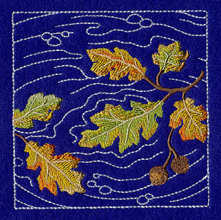 Sashiko Oak Leaves Square