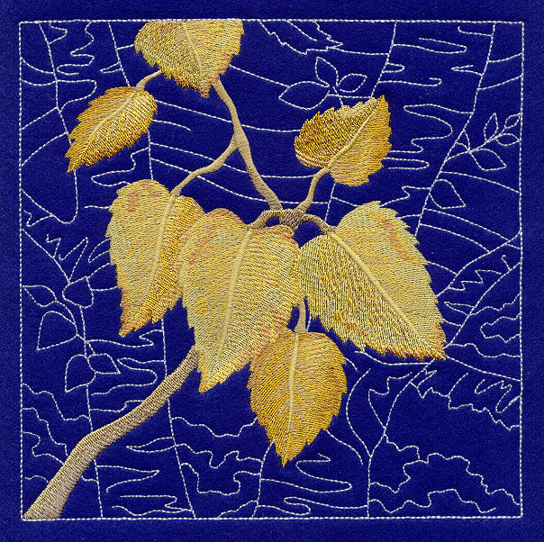 Sashiko Birch Leaves Square
