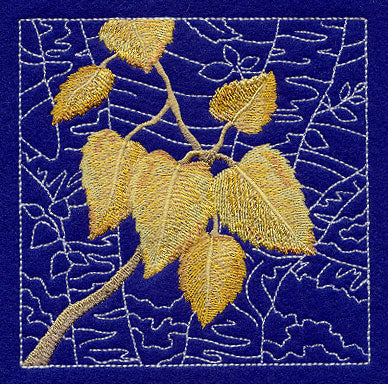 Sashiko Birch Leaves Square