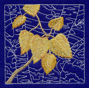 Sashiko Birch Leaves Square