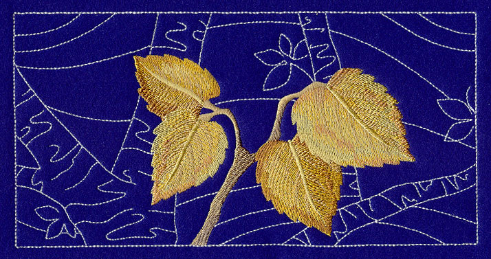 Sashiko Birch Leaves Border