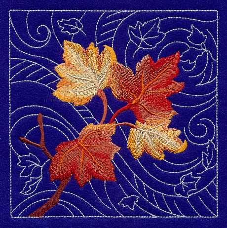 Sashiko Maple Leaves Square