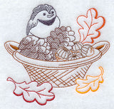Autumn Basket with Chickadee (Vintage)
