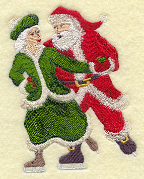 Skating Santa and Mrs. Claus