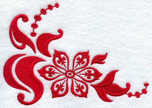 Christmas Damask Poinsettia Corner