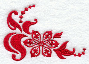 Christmas Damask Poinsettia Corner