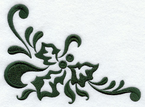 Christmas Damask Holly Corner