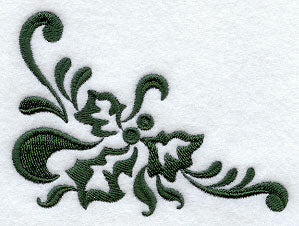 Christmas Damask Holly Corner