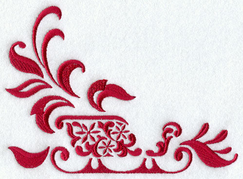 Christmas Damask Sleigh Corner
