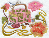 Art Nouveau Sewing Basket with Flowers