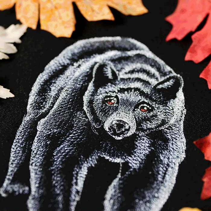 animated gif of various machine embroidery projects with a fall theme.