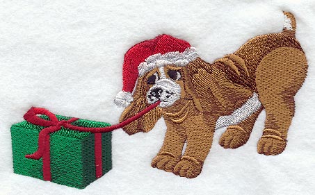 Santa Puppy w/Present