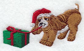 Santa Puppy w/Present