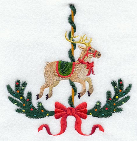 Prancing Carousel Reindeer w/ Pine Boughs