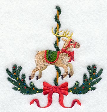 Prancing Carousel Reindeer w/ Pine Boughs