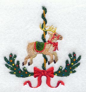 Prancing Carousel Reindeer w/ Pine Boughs