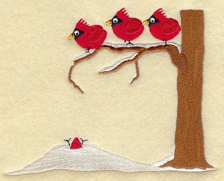 Cardinals on Branch w/Snowbank